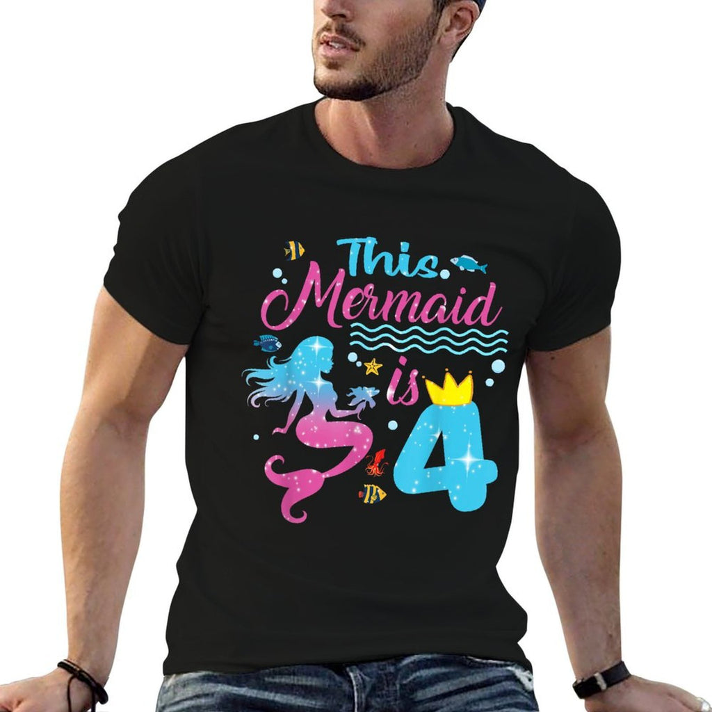 This Mermaid Is 4 Year Old Girls 4th Birthday Mermaid  Versatile T-Shirt