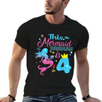 This Mermaid Is 4 Year Old Girls 4th Birthday Mermaid  Versatile T-Shirt