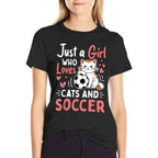 Just A Girl Who Loves Cats And Soccer Cat Lovers Women  Polyester Blend T-Shirt