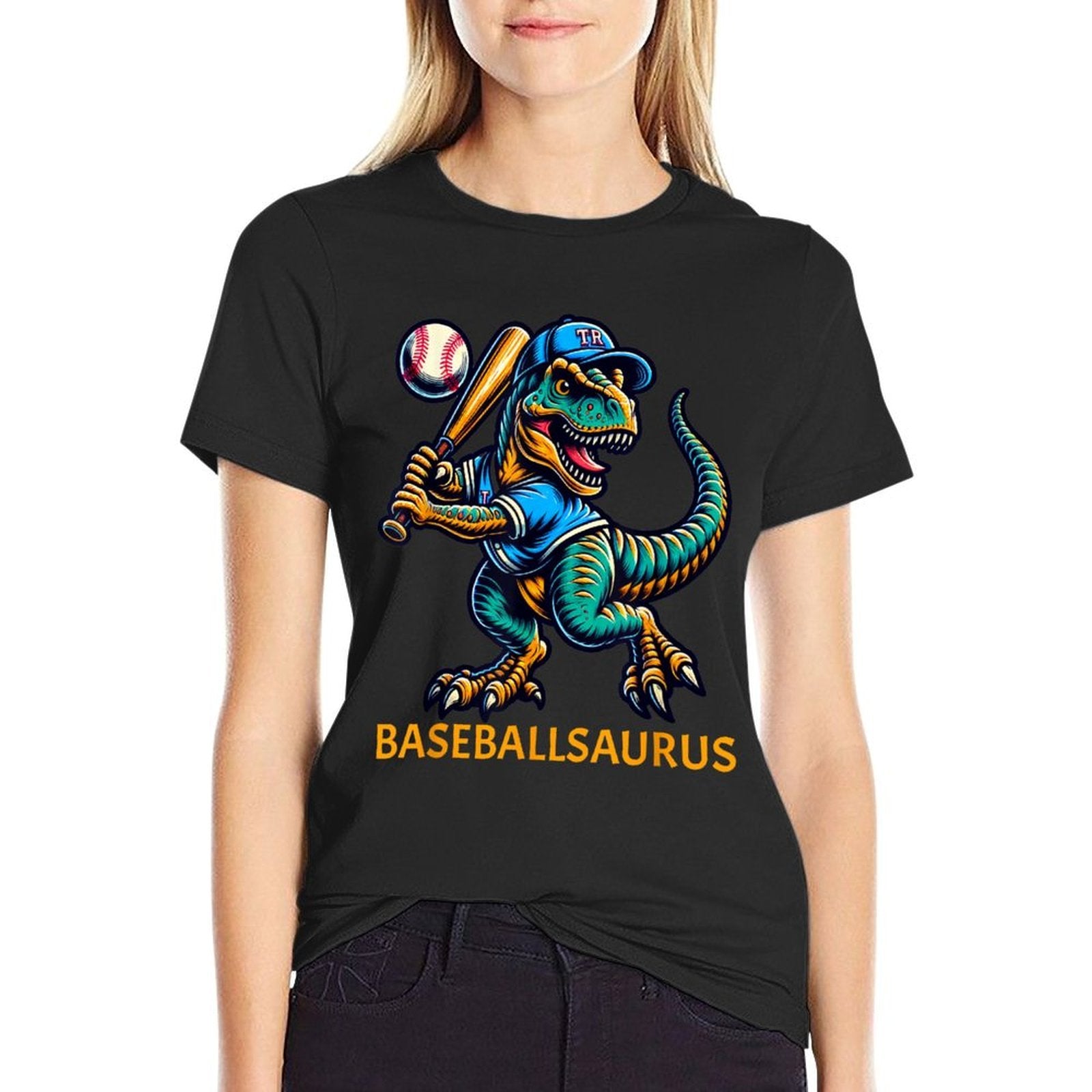 Funny Baseball Dinosaur Baseballsaurus T-Rex Baseball  High-quality Stitching T-Shirt