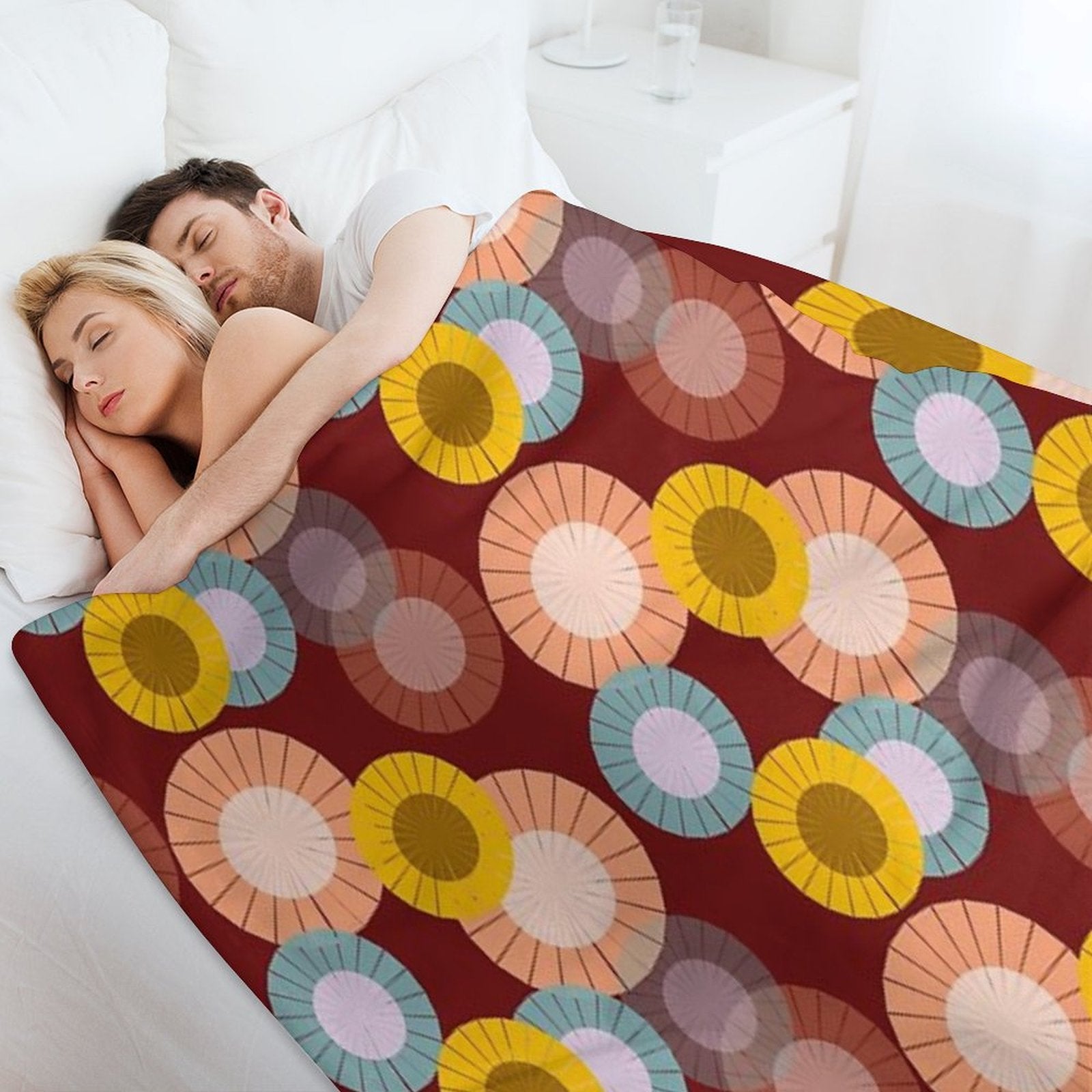 Abstract Floral Pattern Eco-conscious Throw Blanket