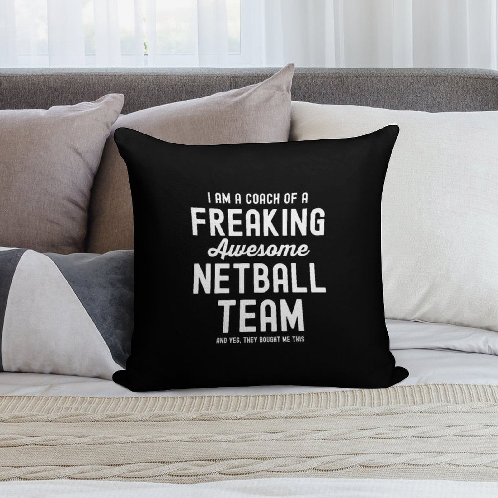 Netball Coach Trainer Gift Soft Short Plush Fabric Throw Pillow