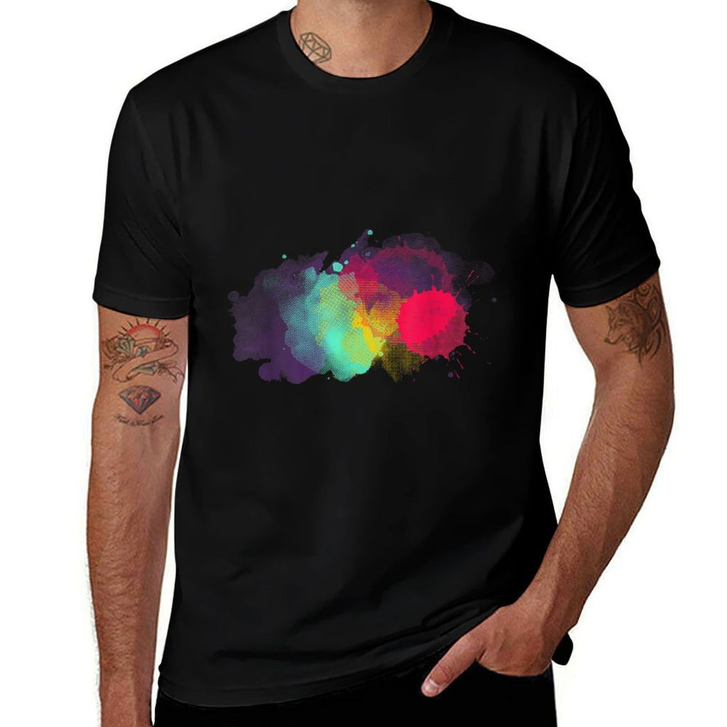 Dirty Paint Splatter Rainbow Abstract Artist Painter  Slim-fit Cut T-Shirt