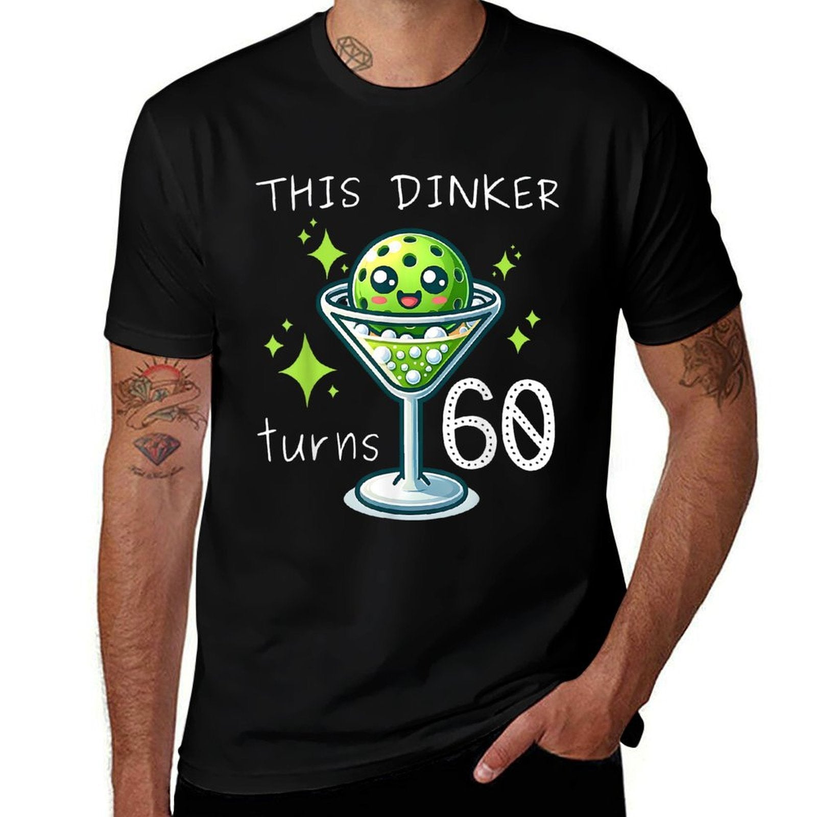 THIS DINKER TURNS 60 PICKLEBALL 60TH BIRTHDAY  Fade-proof Color T-Shirt
