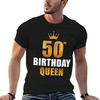 50th Birthday Queen Women's 50th Birthday Golden Bday Party Premium  Slim-fit Cut T-Shirt