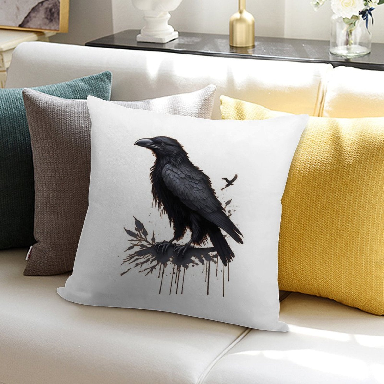 Black Raven Soft Bedroom Essential Throw Pillow