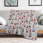 Christmas Gnomes - Grey Velvety-soft Throw Blanket