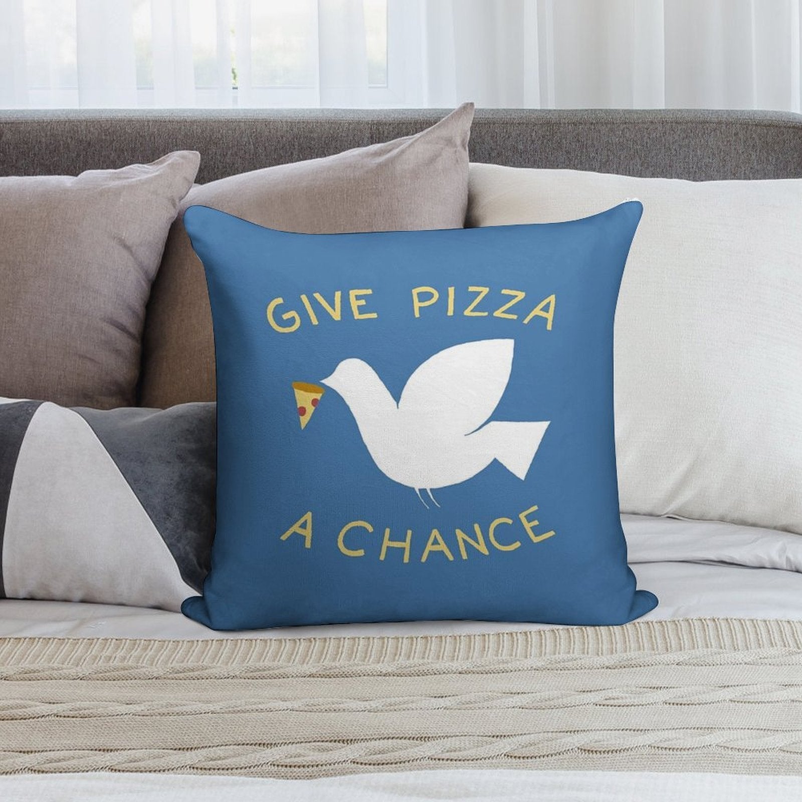 War & Pizza Soft Gift Ready Throw Pillow