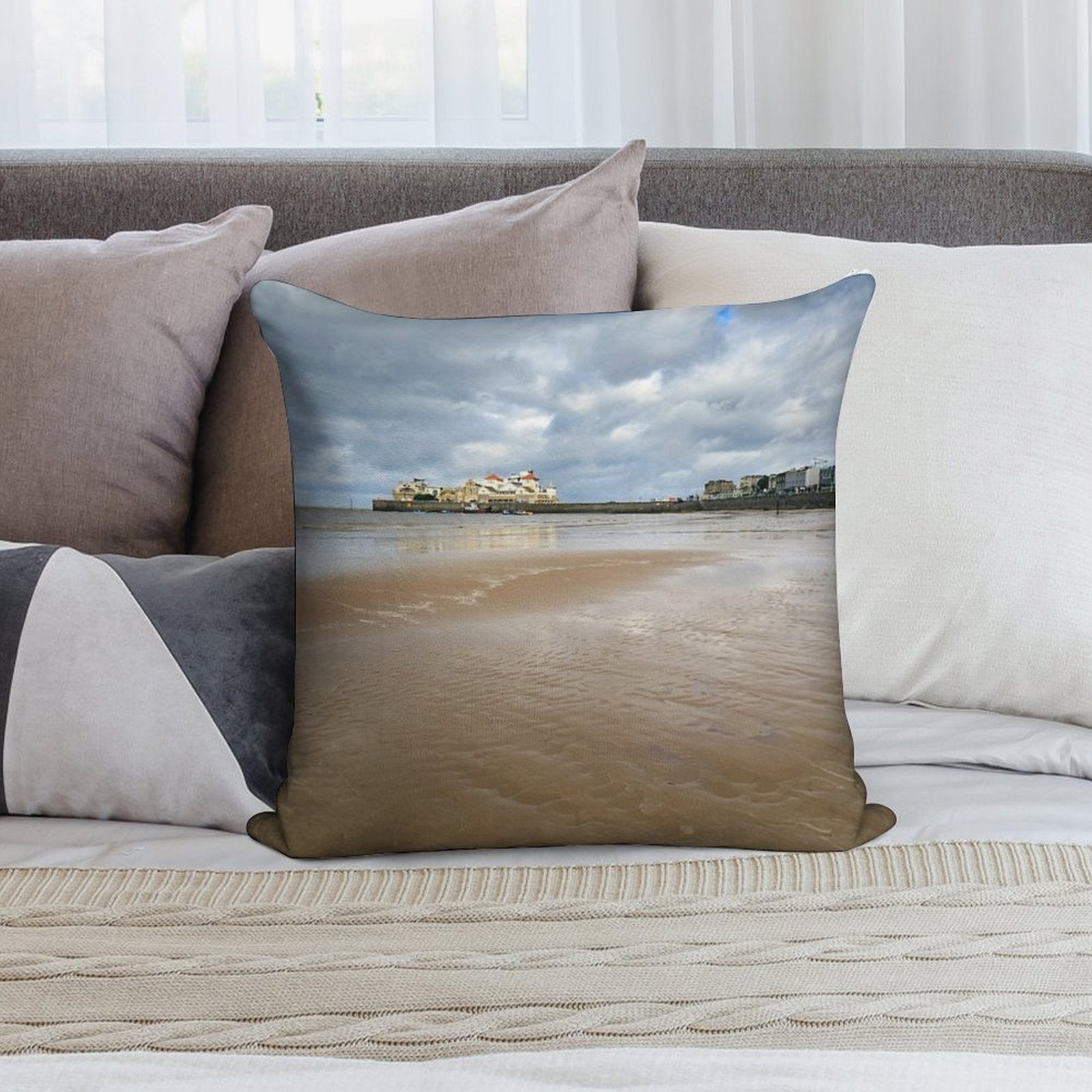 Towards Kingstone Island Weston-Super-Mare Soft Warmth Comfort Throw Pillow