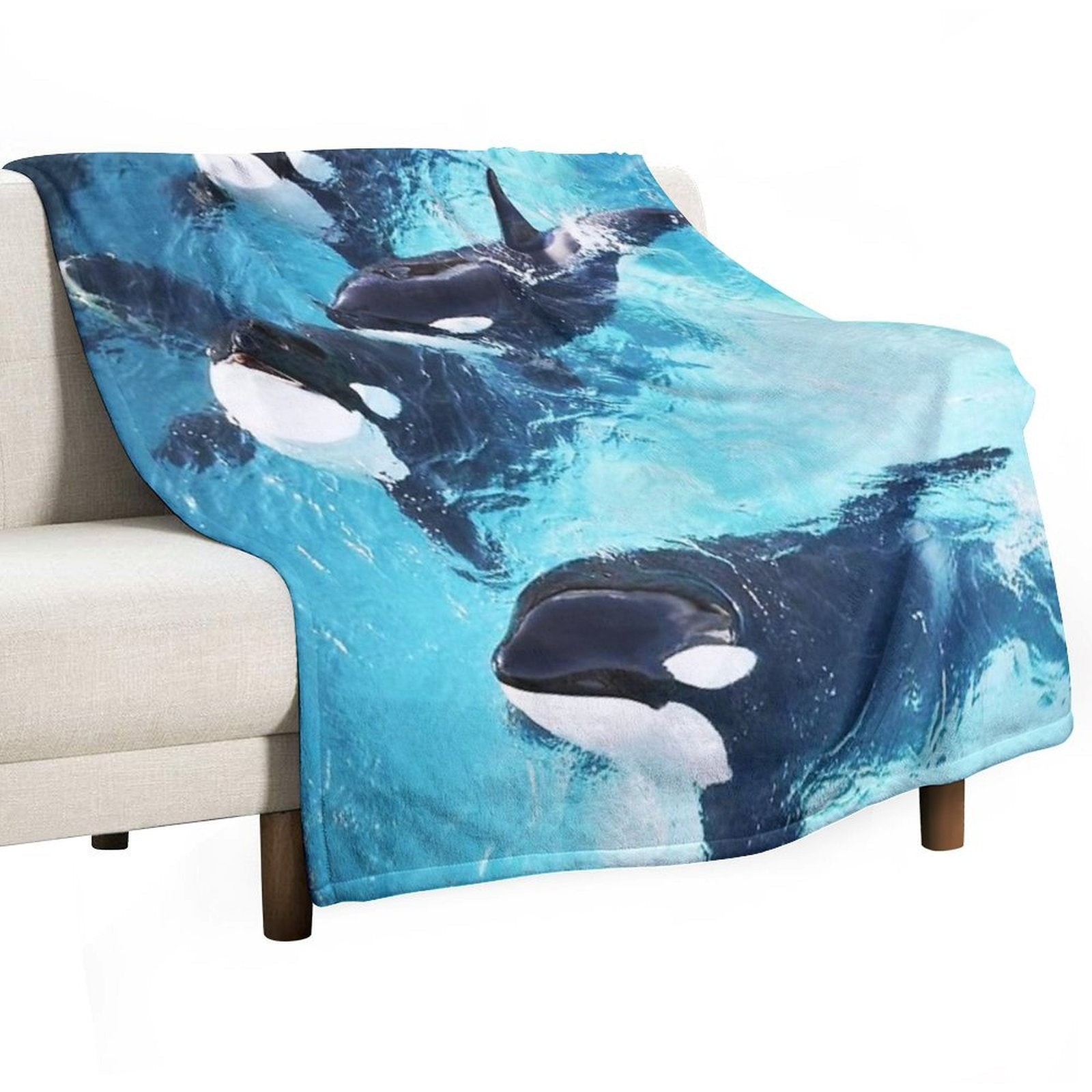 Whale in Blue Ocean Versatility Throw Blanket