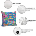 Preppy Cheetah in Chinoiserie Garden in Pink And Cornflower Blue Soft Decorative Cover Throw Pillow