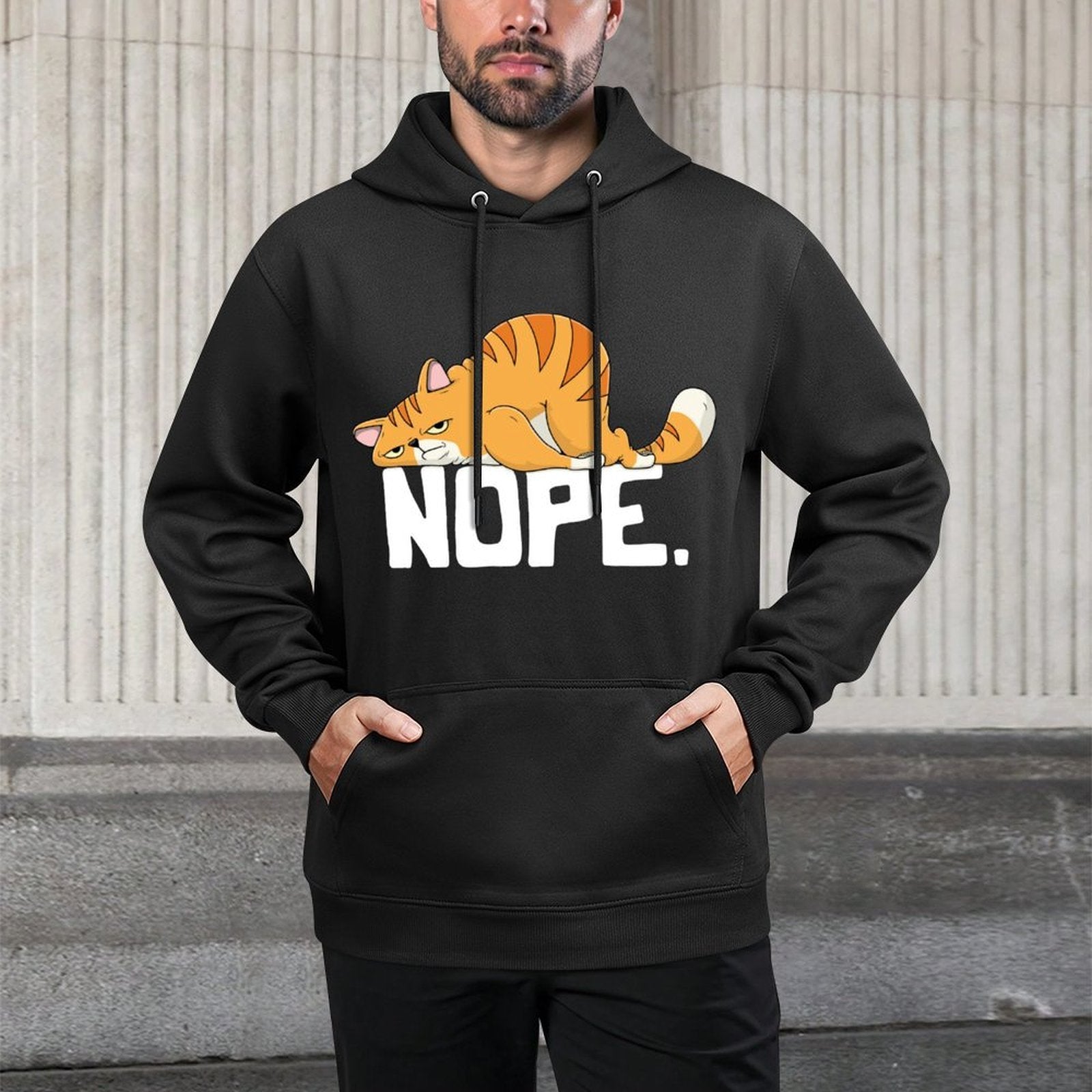Grapheino Co. Funny Nope Cat Apparel  Gifts Unisex-Adult Cat Lovers Lazy Cat Customizable Surface Hoodie