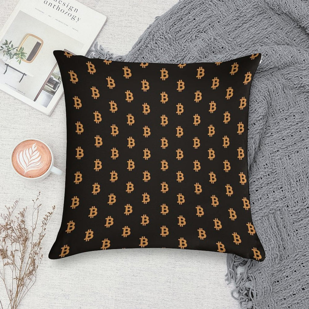 Bitcoin Logo Pattern Soft Decorative Cover Throw Pillow