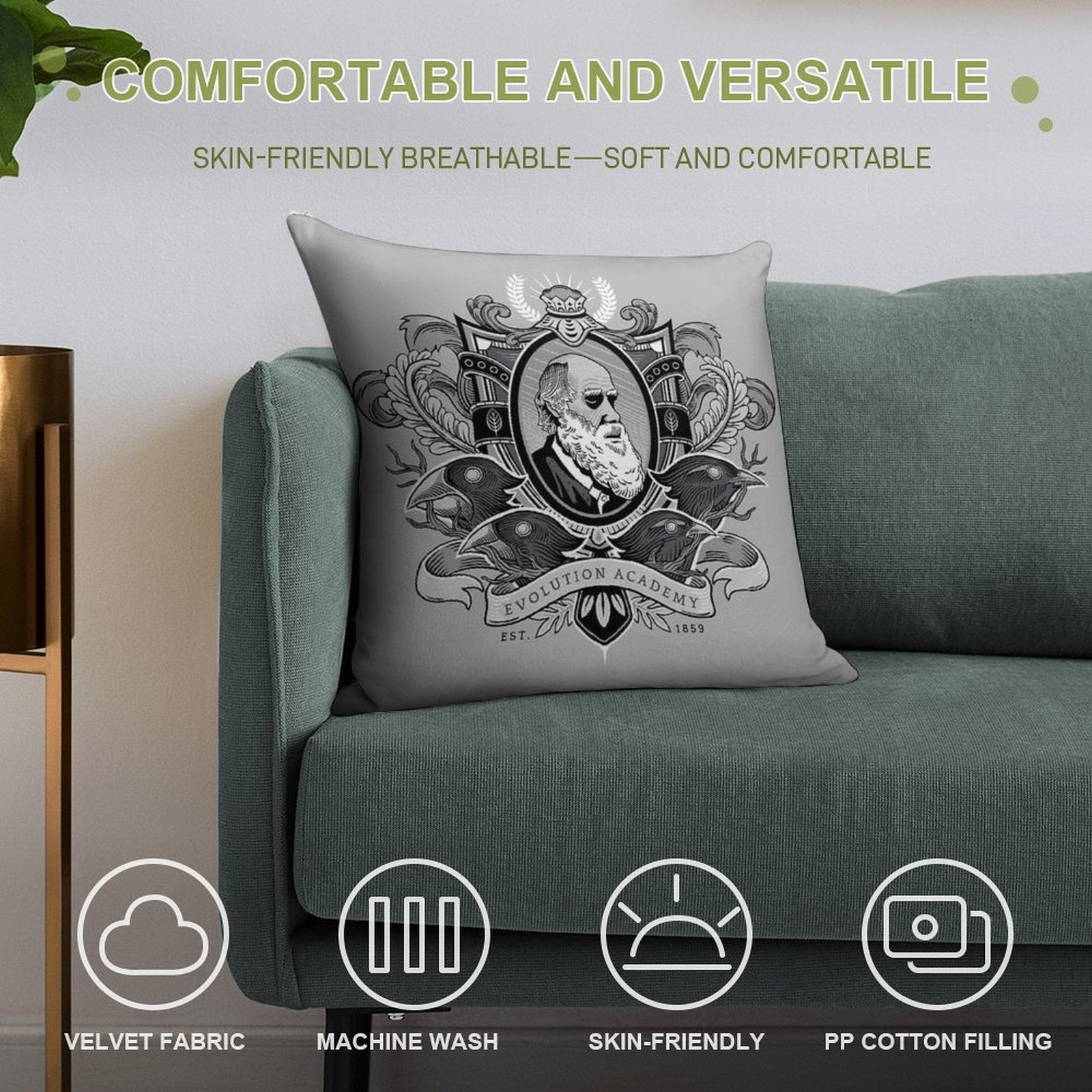 Evolution Academy Soft Decorative Cover Throw Pillow