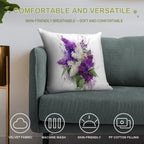 Watercolor Lilacs Soft Hidden Zipper Throw Pillow