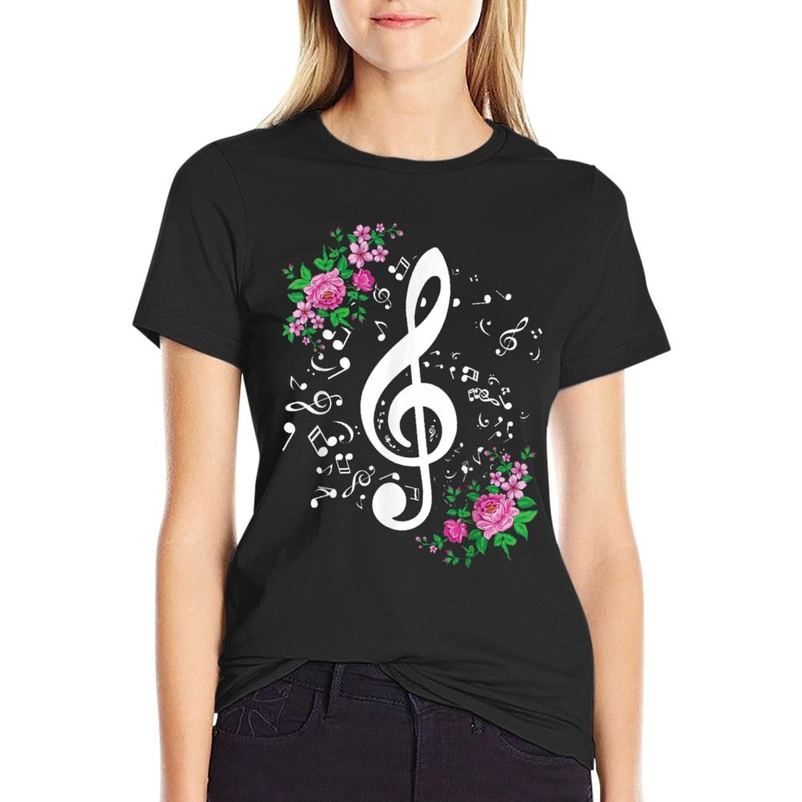 Cut Music Notes Clef Teacher,musical Notes And Flowers  Affordable Price T-Shirt