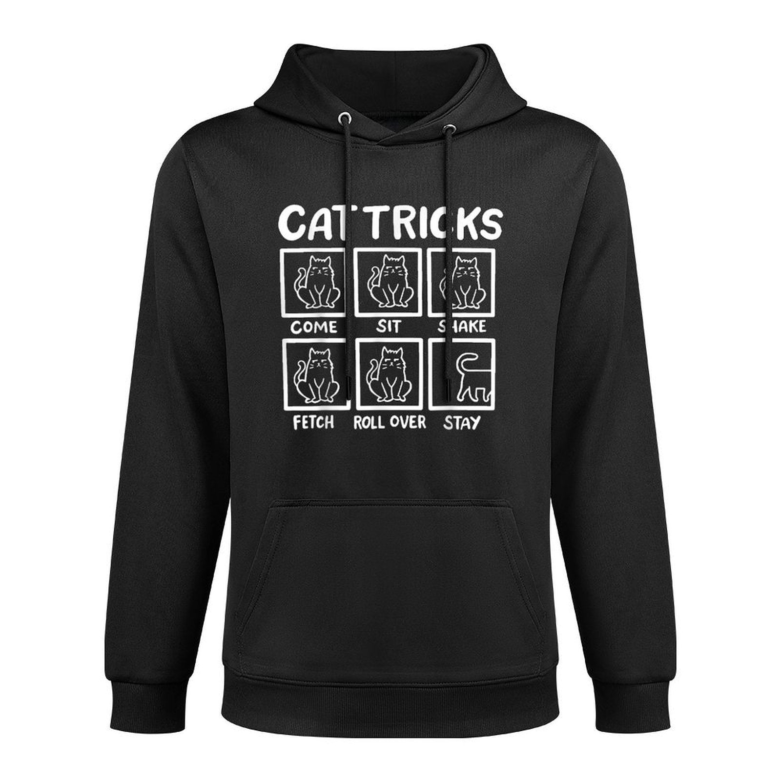 Outstanding Gifts for Cat Owner Cat Tricks Unisex-Adults, Unisex-Kids Black Classic Fit Cotton, Polyester Easy Care Hoodie