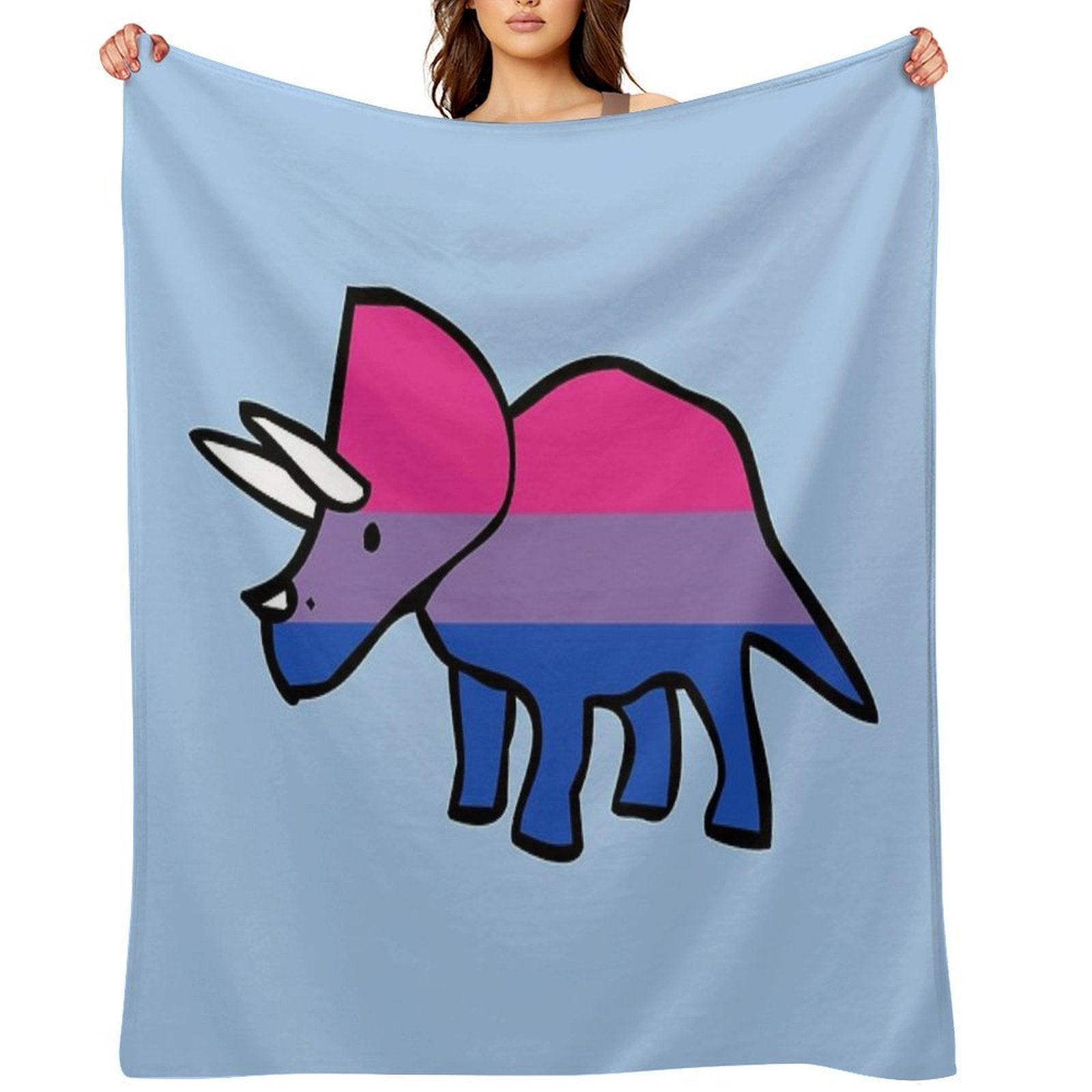 Biceratops (Bisexual Triceratops) Plush Throw Blanket
