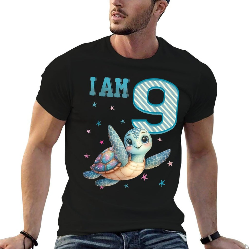 Kids 9 Year Old 9th Birthday Sea Turtles Boy Girl Turtle  Moisture-wicking T-Shirt