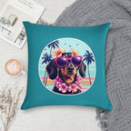 Hawaiian Dachshund Dog Retro Summer Vibes Soft Luxury Feel Throw Pillow