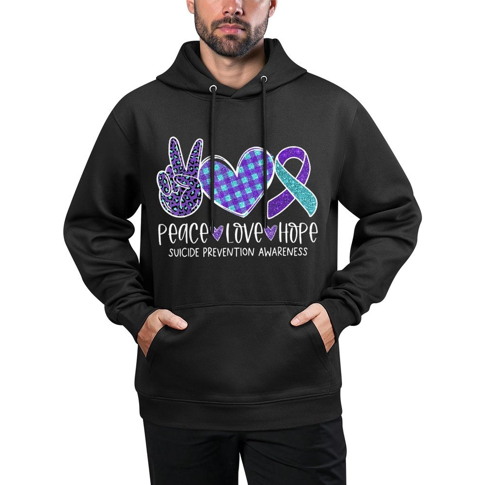 Suicide Prevention Awareness Leopard Heart Peace Love Hope Easy Care Hoodie