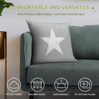 Single WHITE STAR on A SILVER GREY Background Soft Skin-Friendly Throw Pillow