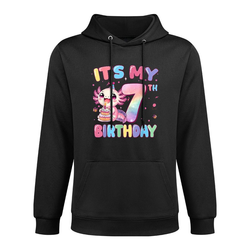 Its My 7th Birthday Girl Cute Axolotl 7 Year Old Bday Kids Durable Construction Hoodie