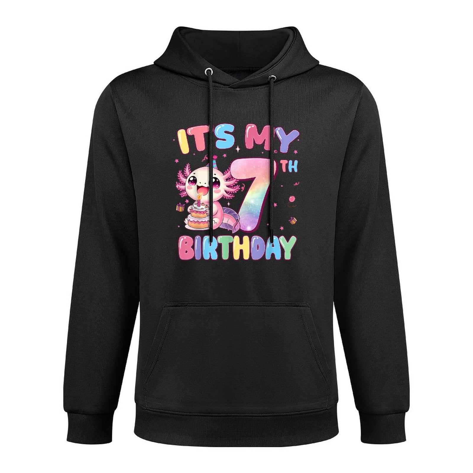 Its My 7th Birthday Girl Cute Axolotl 7 Year Old Bday Kids Durable Construction Hoodie