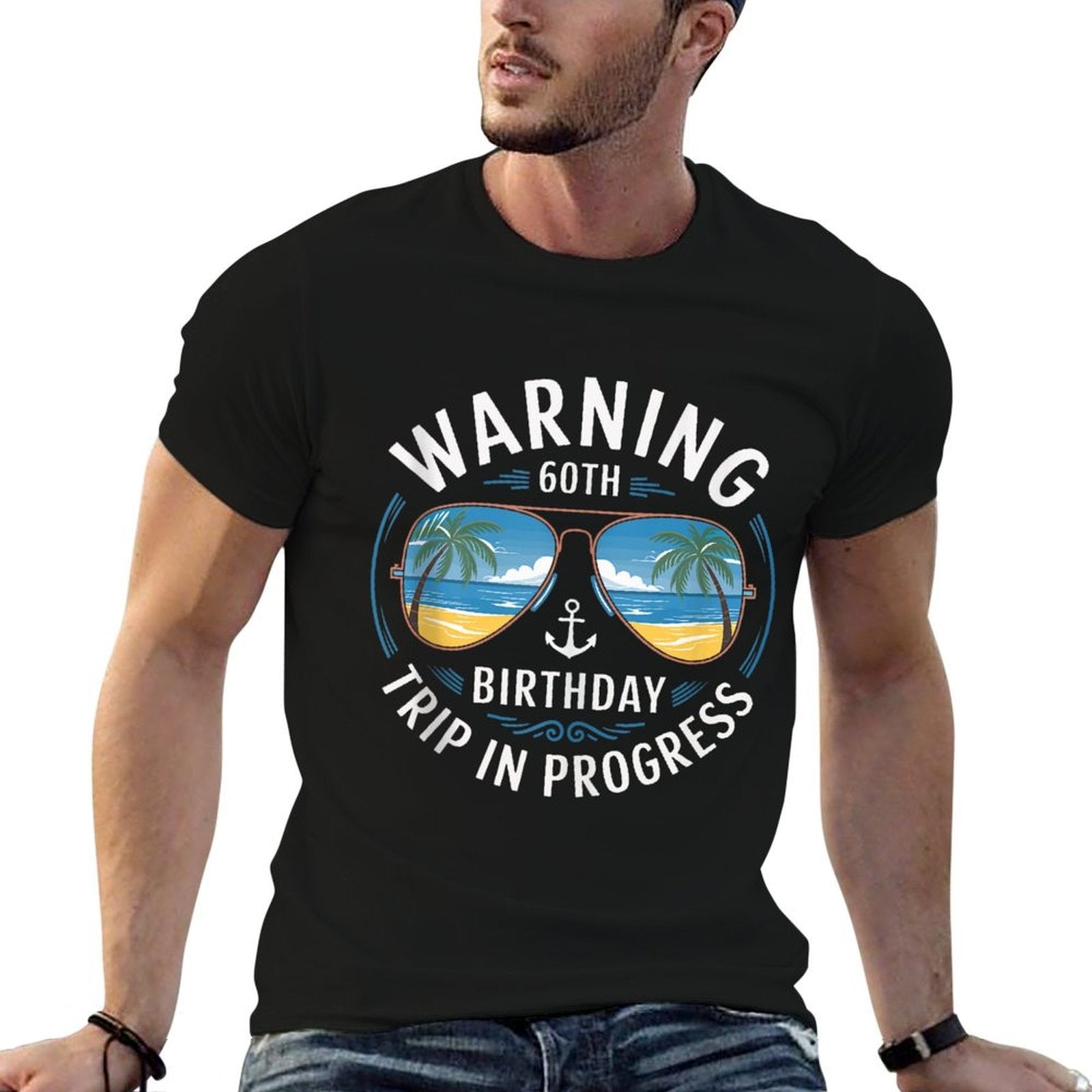 Funny 60 Years Old Warning 60th Birthday Trip In Progress  Tagless Design T-Shirt