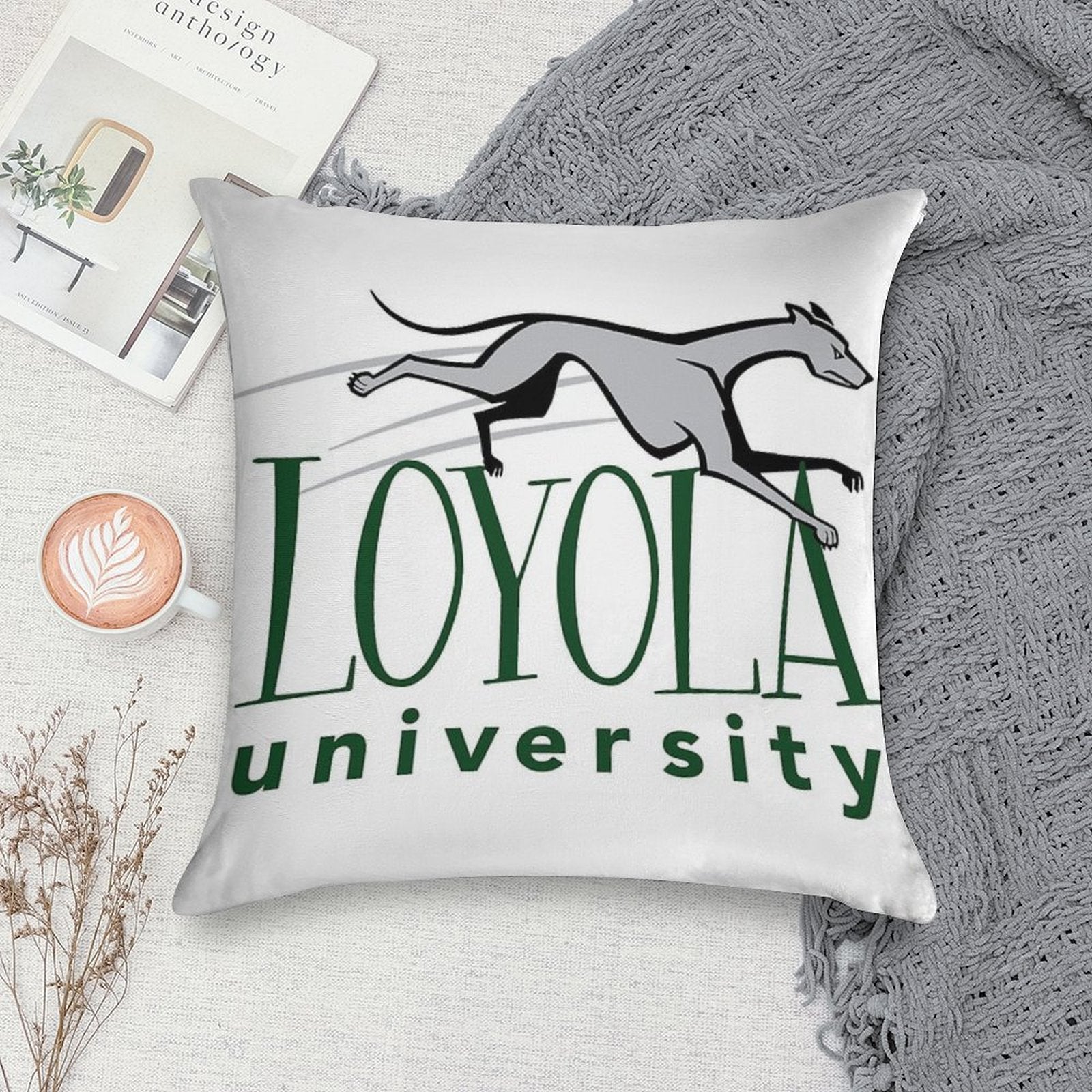 Greyhound Loyola University Soft Short Plush Fabric Throw Pillow