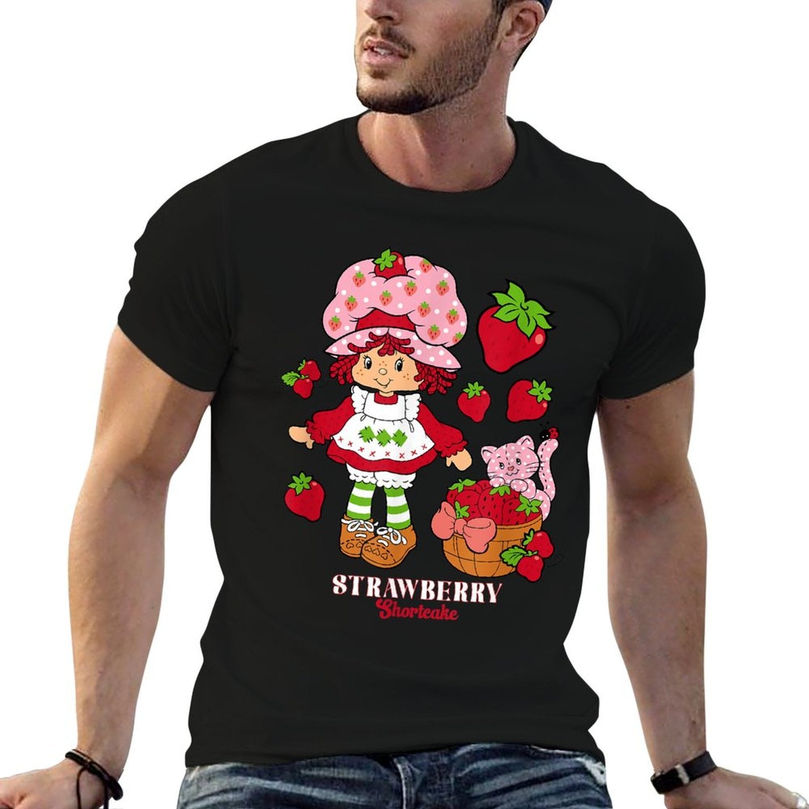 Strawberry Shortcake & Kitty Custard Vintage  Polyester Blend T-Shirt