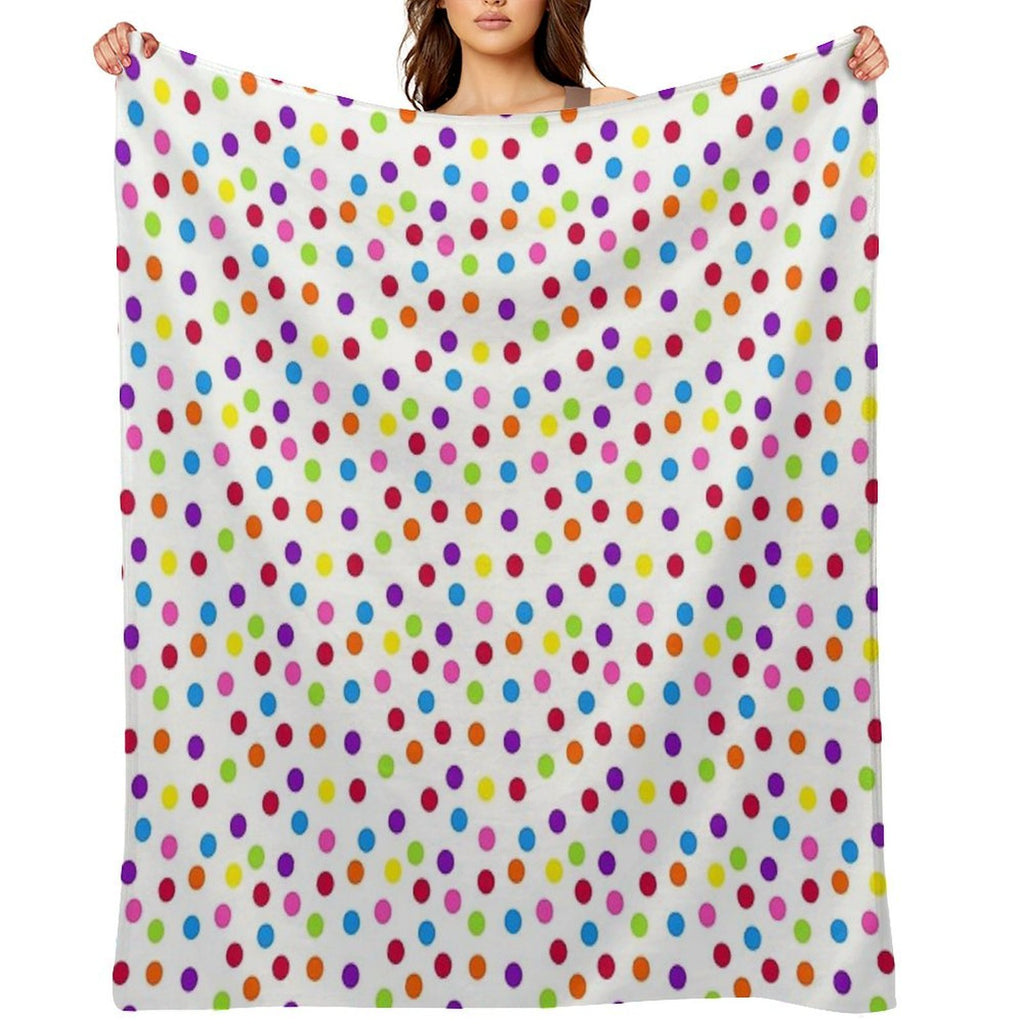 Rainbow Multi-color Confetti Polka Dot All-season Throw Blanket