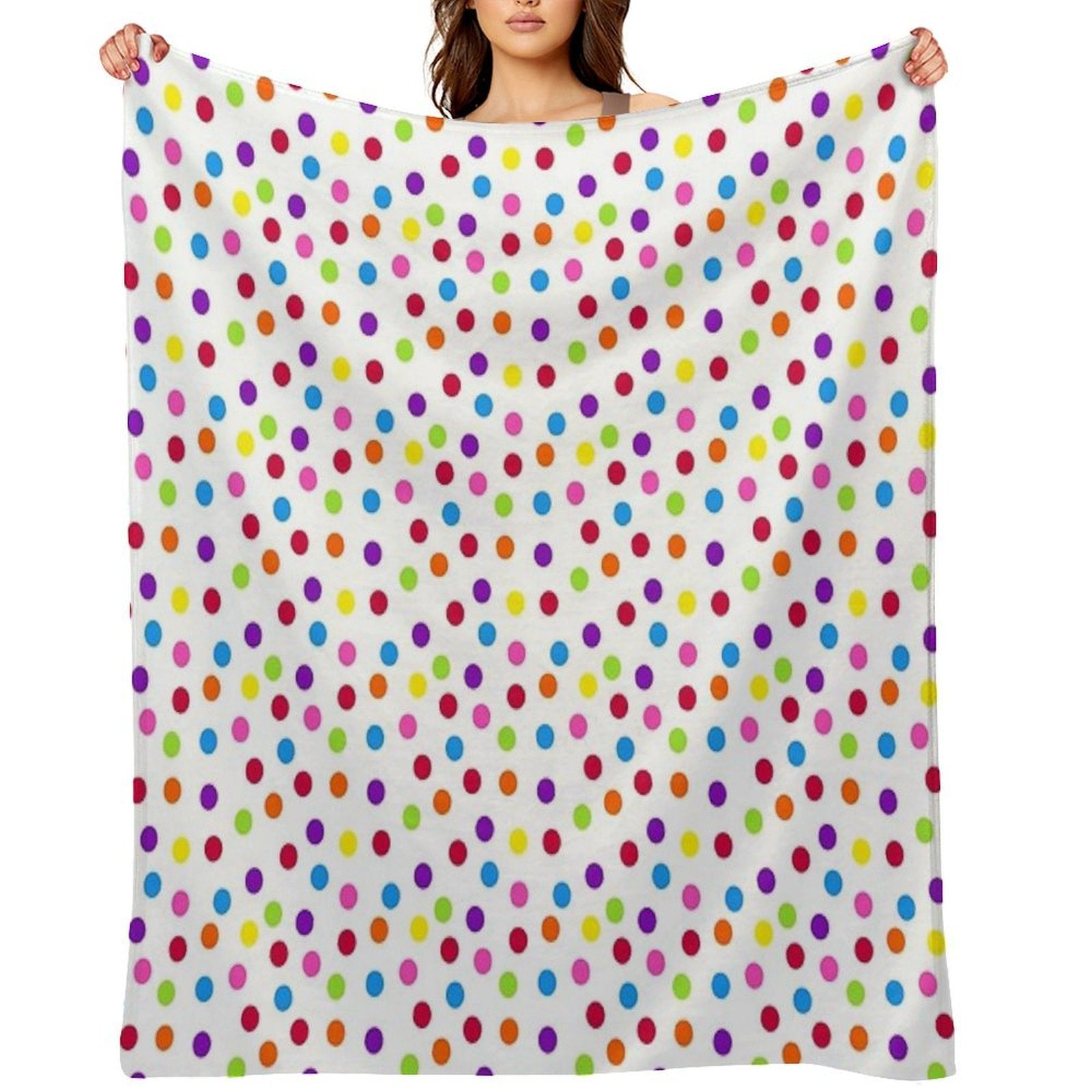 Rainbow Multi-color Confetti Polka Dot All-season Throw Blanket