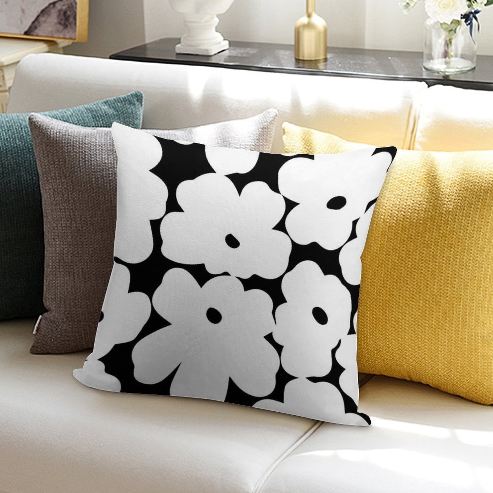 Warhol Flowers Soft Ultra-Soft Texture Throw Pillow