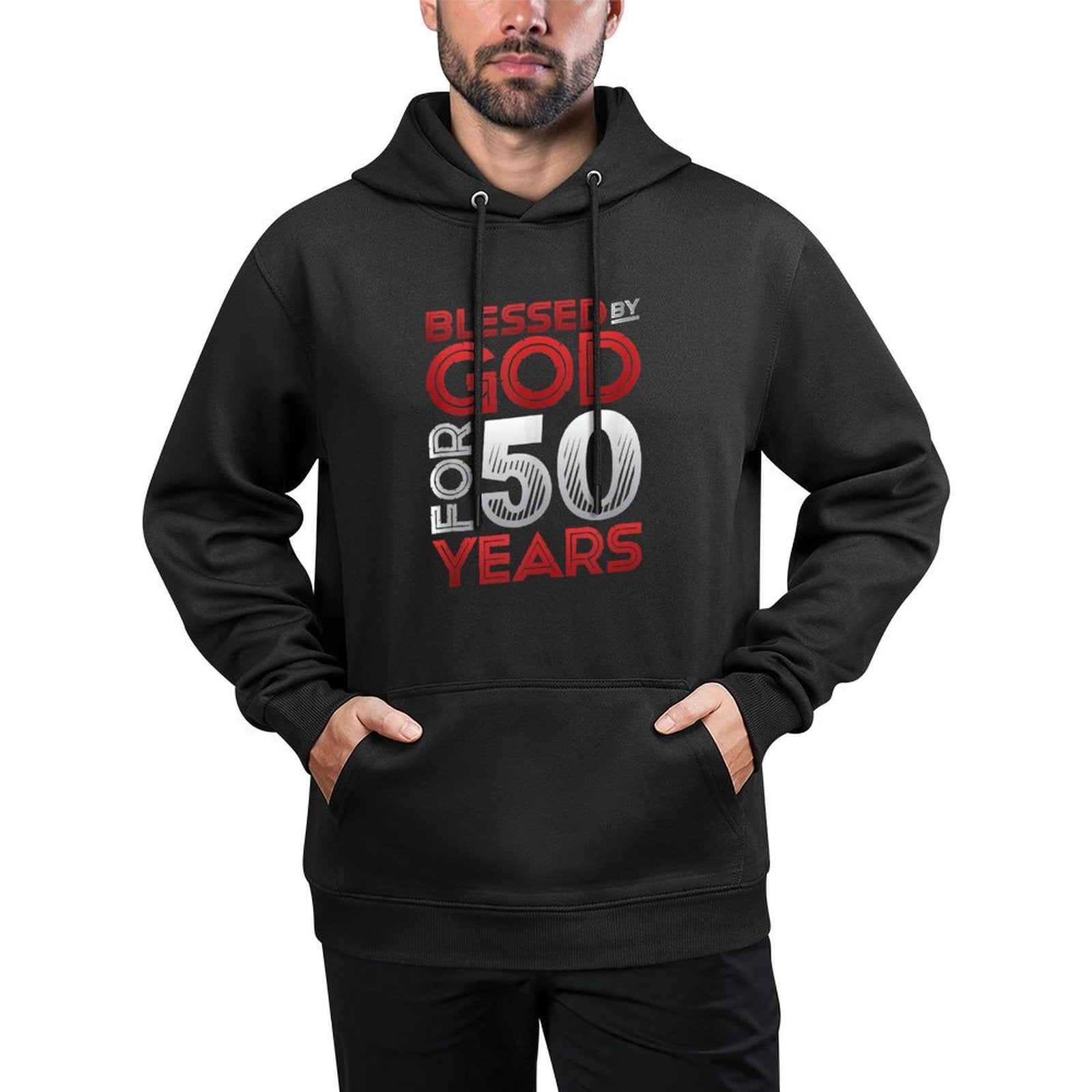 Religious Blessed By God For 50 Years Happy 50th Birthday Customizable Surface Hoodie