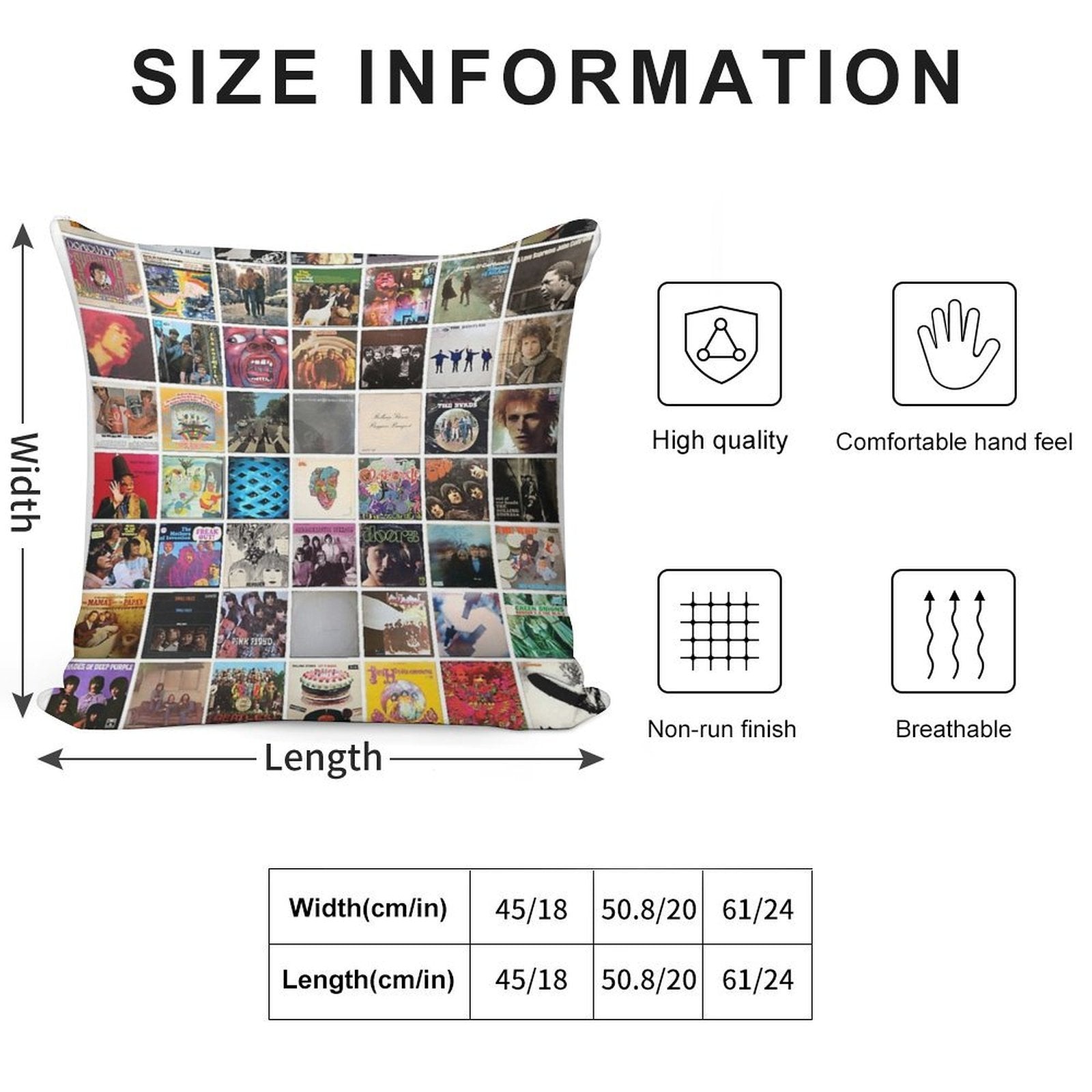 60s Vinyl Covers - 1960s Music - Vintage Cassette Album Cover Art Soft Reinforced Edging Throw Pillow