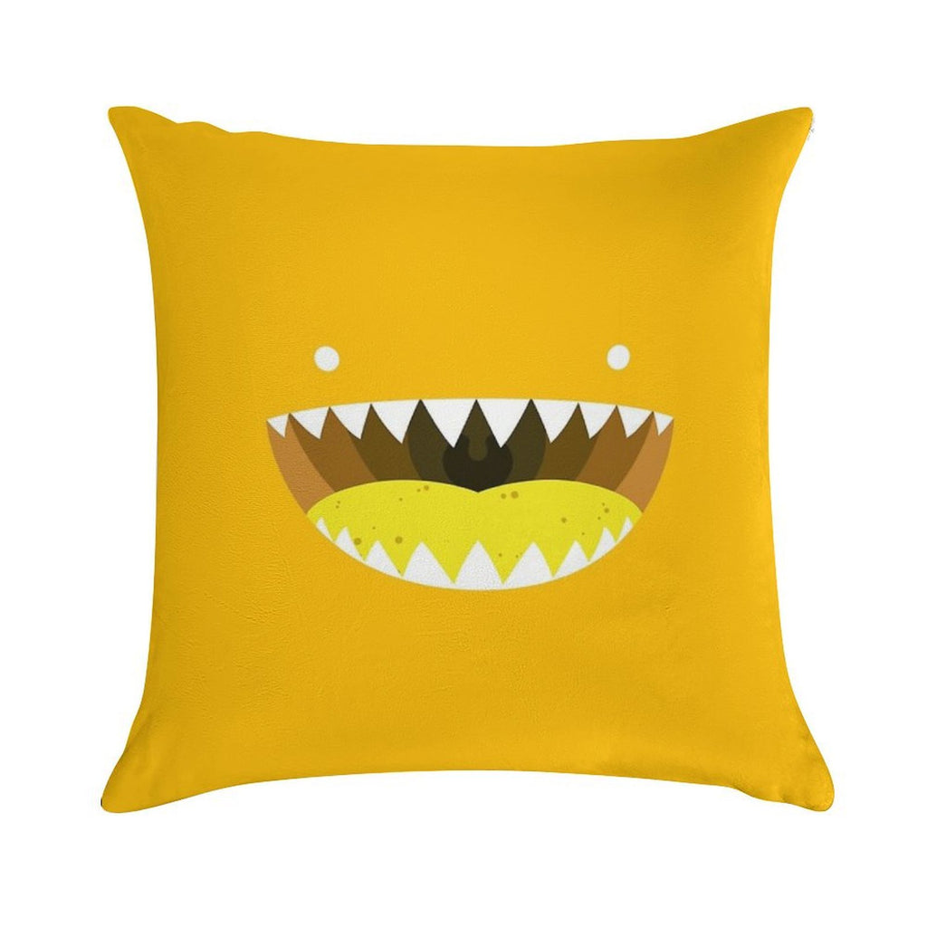 Mouth Tee Yellow Soft Hidden Zipper Throw Pillow