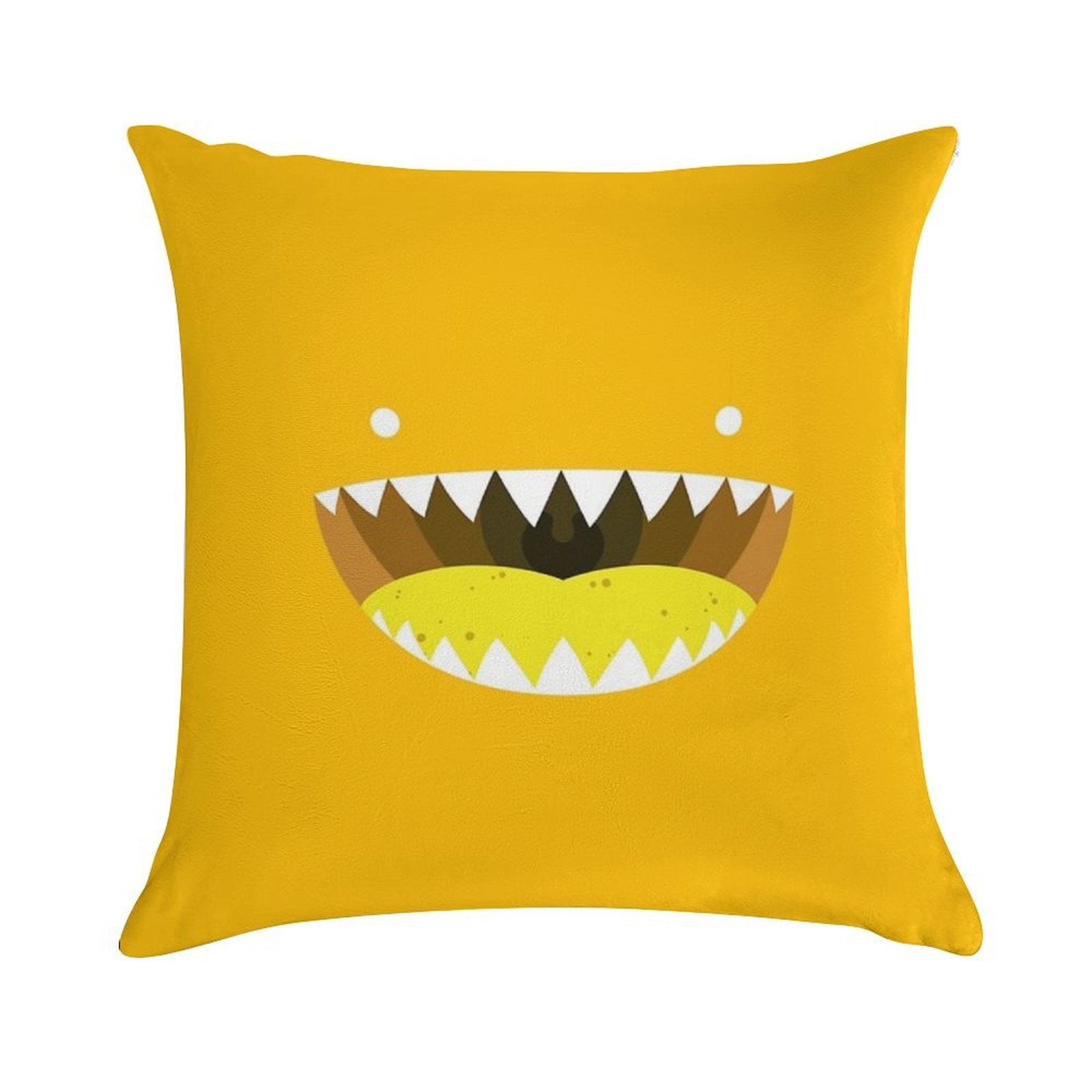 Mouth Tee Yellow Soft Hidden Zipper Throw Pillow
