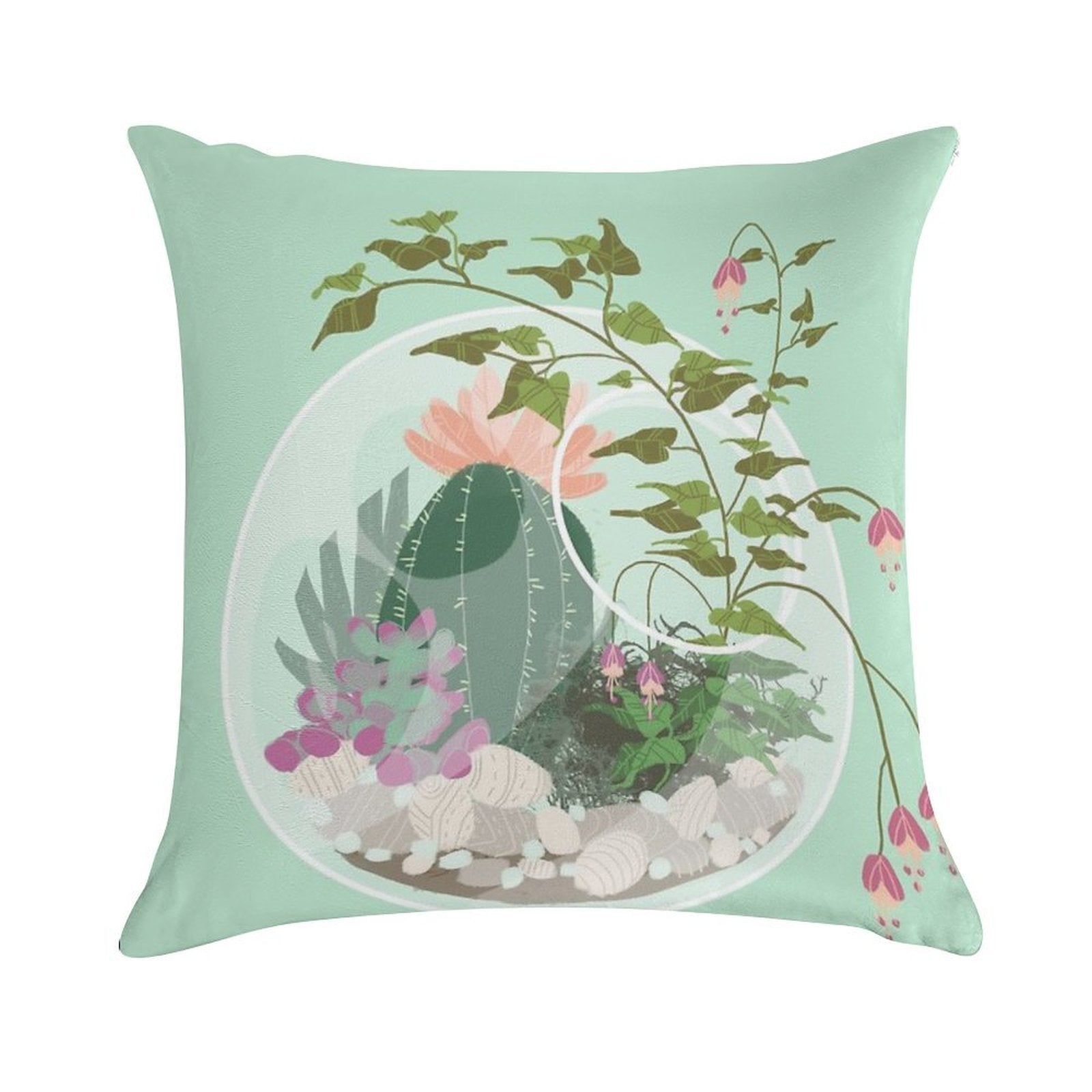 Round Terrarium Soft Home Decor Throw Pillow