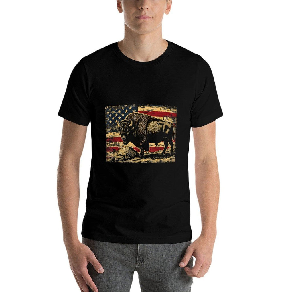 Retro American Cute Animal Bison Lovers Awesome Outfits  Slim-fit Cut T-Shirt