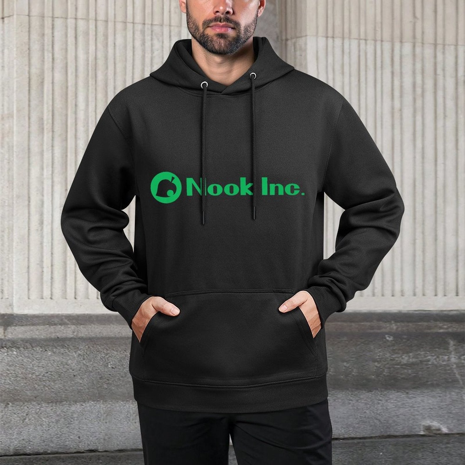Animal Crossing New Horizons Nook Inc. Leaf Center Logo Durable Construction Hoodie