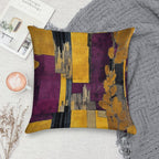 Post-Impressionist Splash in Mustard Yellow And Plum Purple Soft Gift Ready Throw Pillow