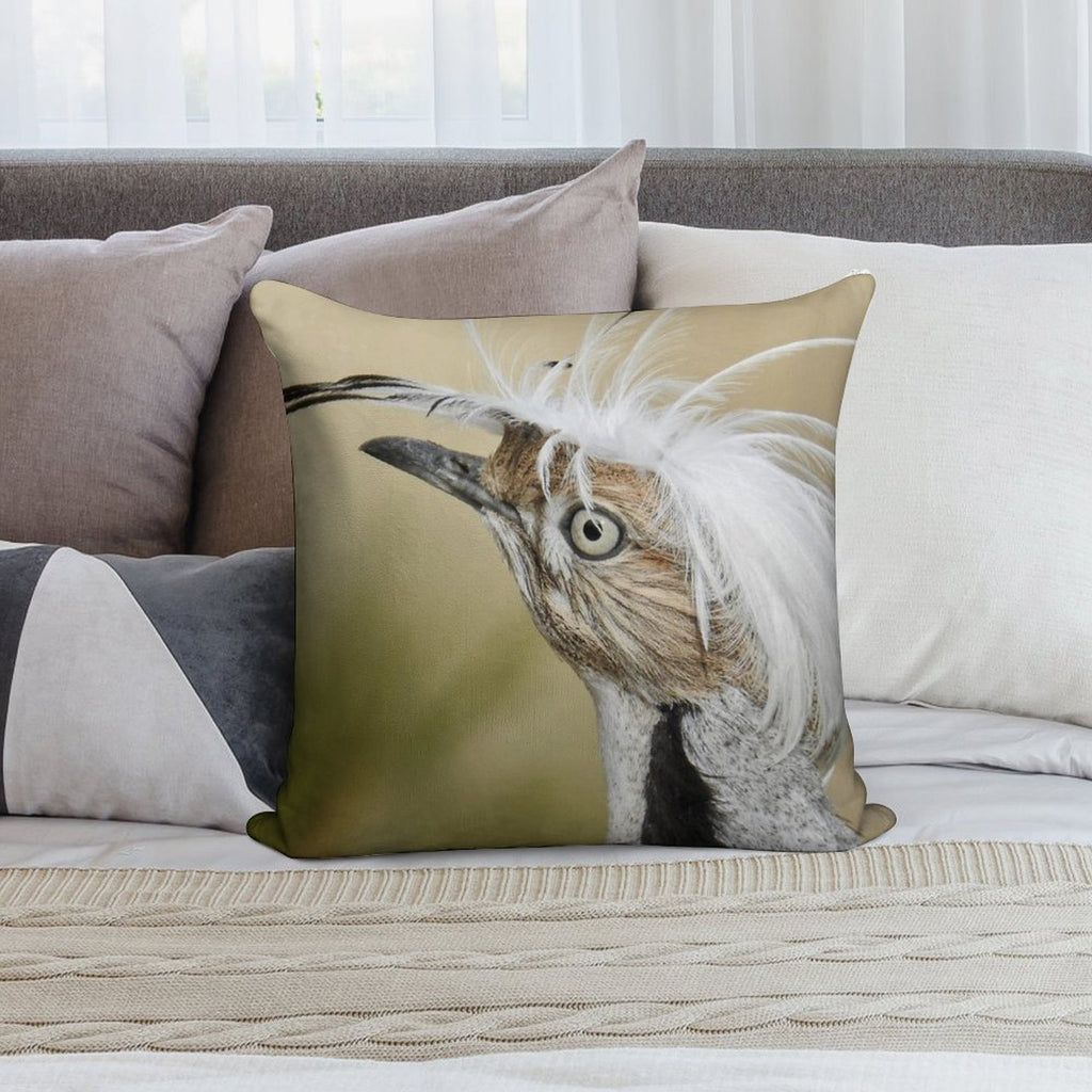 Asian Houbara Bustard Soft High-Density Material Throw Pillow