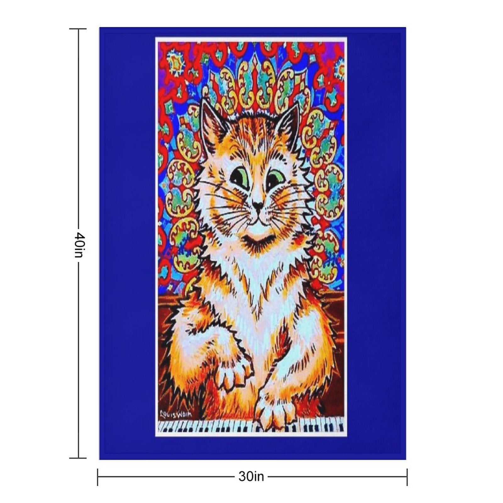 CAT PLAYING A PIANO  Vintage Psychedelic Abstract Louis Wain Print Wrinkle-free Throw Blanket