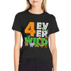 4 Ever Wild Birthday Decorations Boy Zoo 4th Birthday Party  Graphic-printed T-Shirt