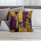 Post-Impressionist Splash in Mustard Yellow And Plum Purple Soft Gift Ready Throw Pillow