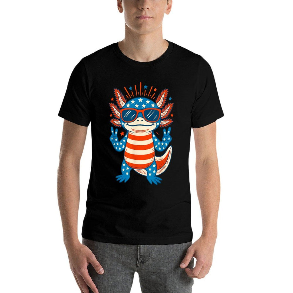 Patriotic Axolotl 4th of July Red White Blue Cute Animal USA  Classic T-Shirt