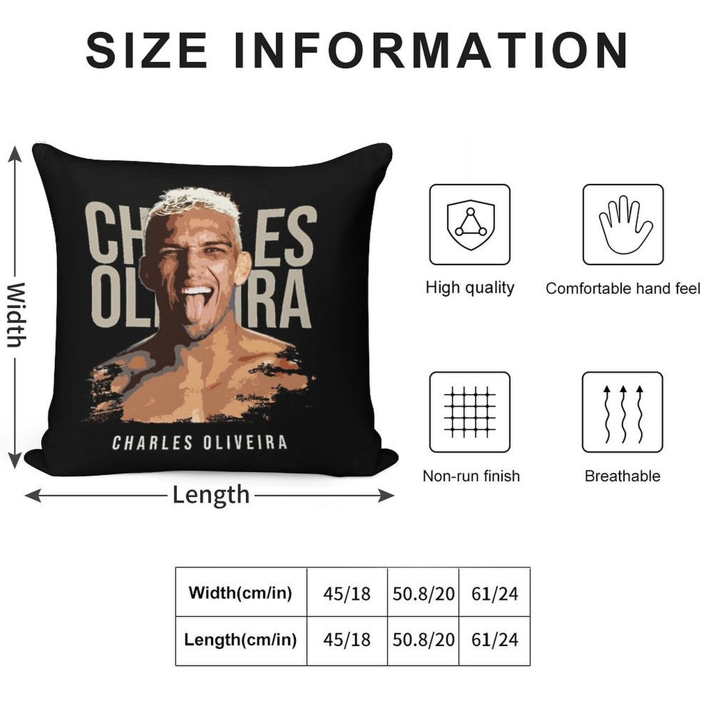 Charles Oliveira Smile Fighter Soft Shrink-Resistant Throw Pillow