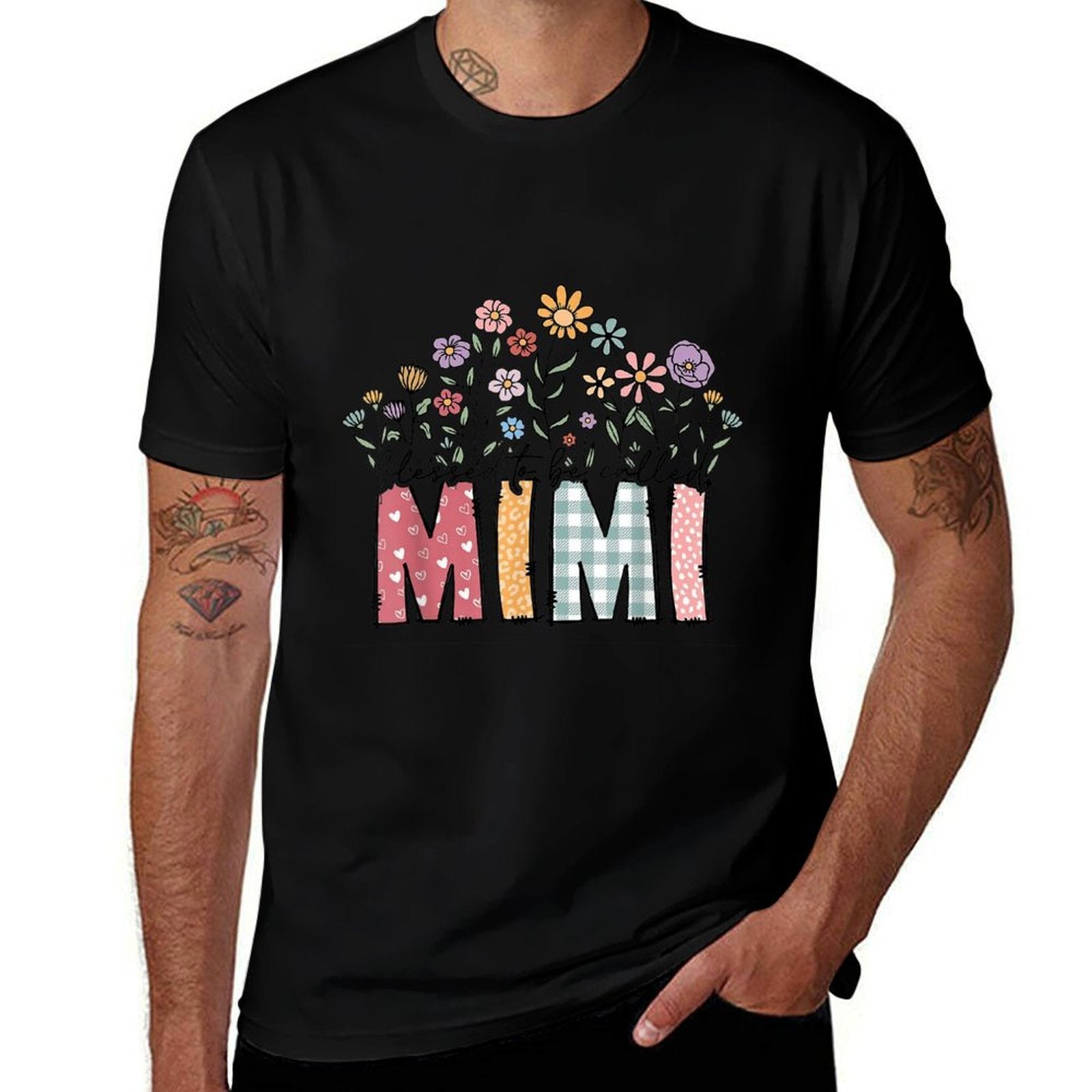 Blessed To Be Called Mimi Floral Mothers Day  Vintage-inspired T-Shirt