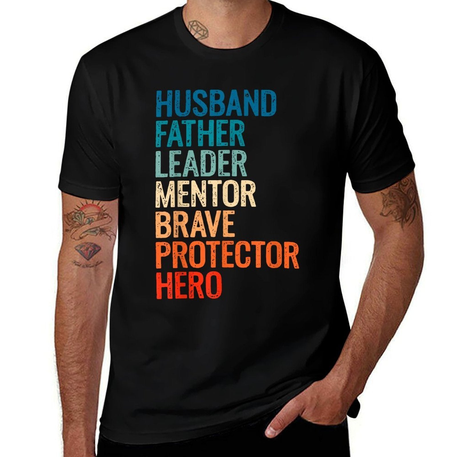 Dads for Men Vintage Husband Retro Daddy Fathers Day  Eco-friendly Material T-Shirt